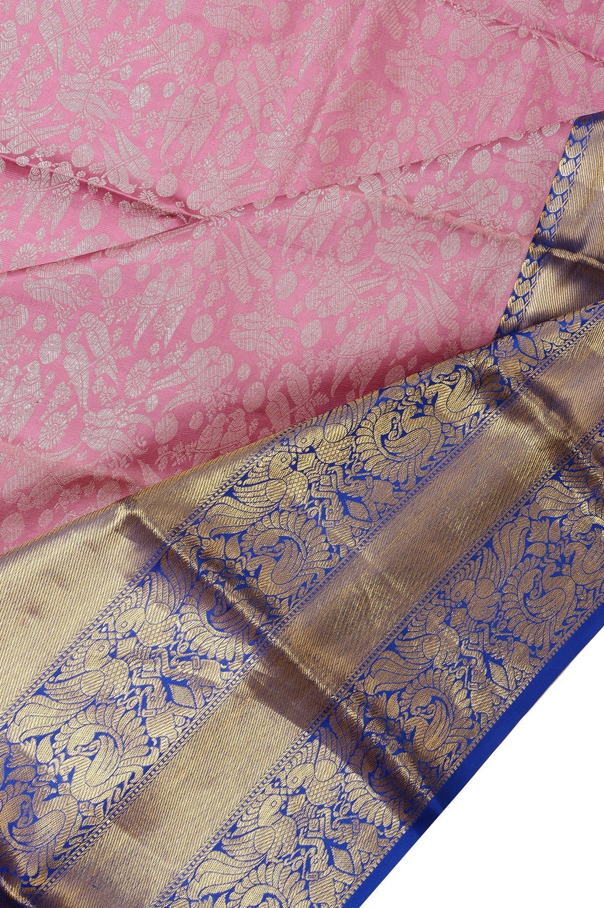 Purple Kanchipuram Silk Saree with Kili, Yanai, and Mayil Motifs - Image 2