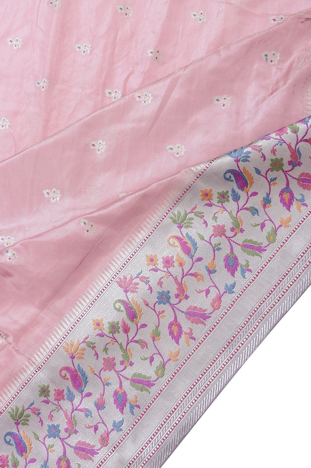 Gold Kanchipuram Silk Saree with Floral Design and Sea Green Border - Image 3