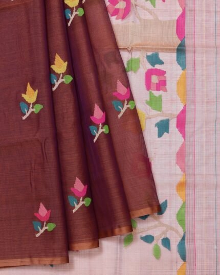 Brown Bengal Jamdani Saree