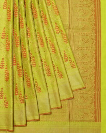 Parrot Green Kanchipuram Tissue Silk Saree