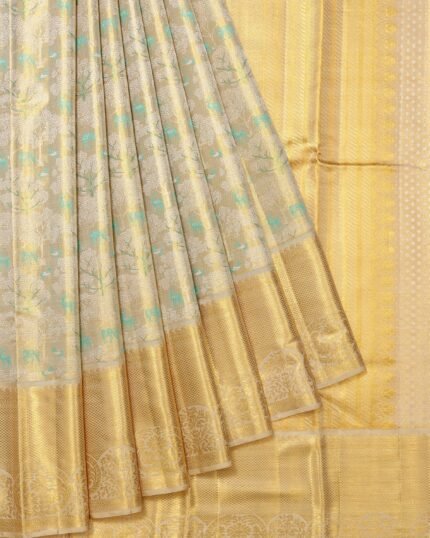 Sandal Kanchipuram Tissue Silk Saree