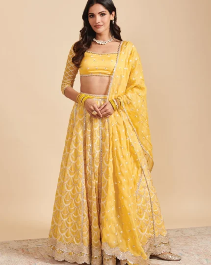 Morni Organza Yellow Lehenga
