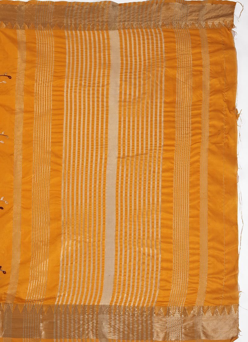 Assam Cotton Silk Thread Embroidered Work Temple Contrast Border Saree Festive Wear - Image 8