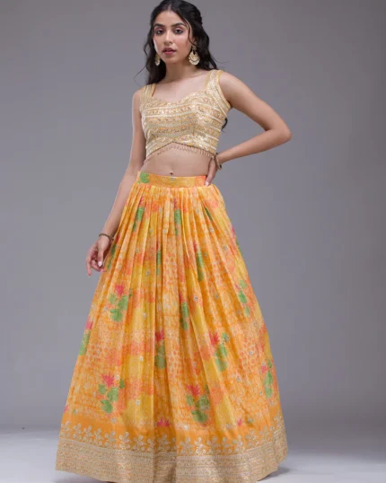 Sequins Georgette Readymade Lehenga