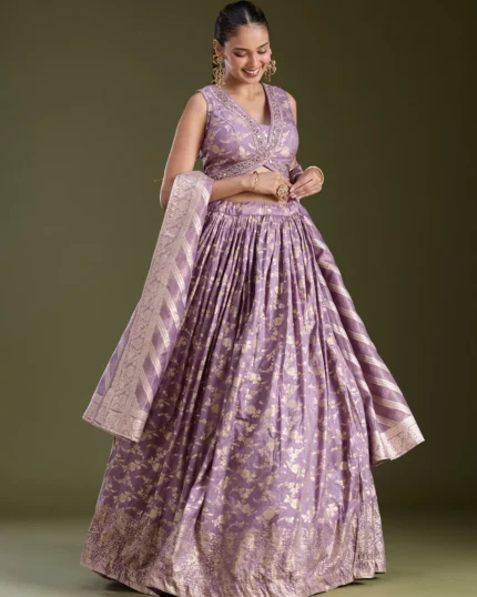 Sequins Soft Raw Silk Readymade Lehenga