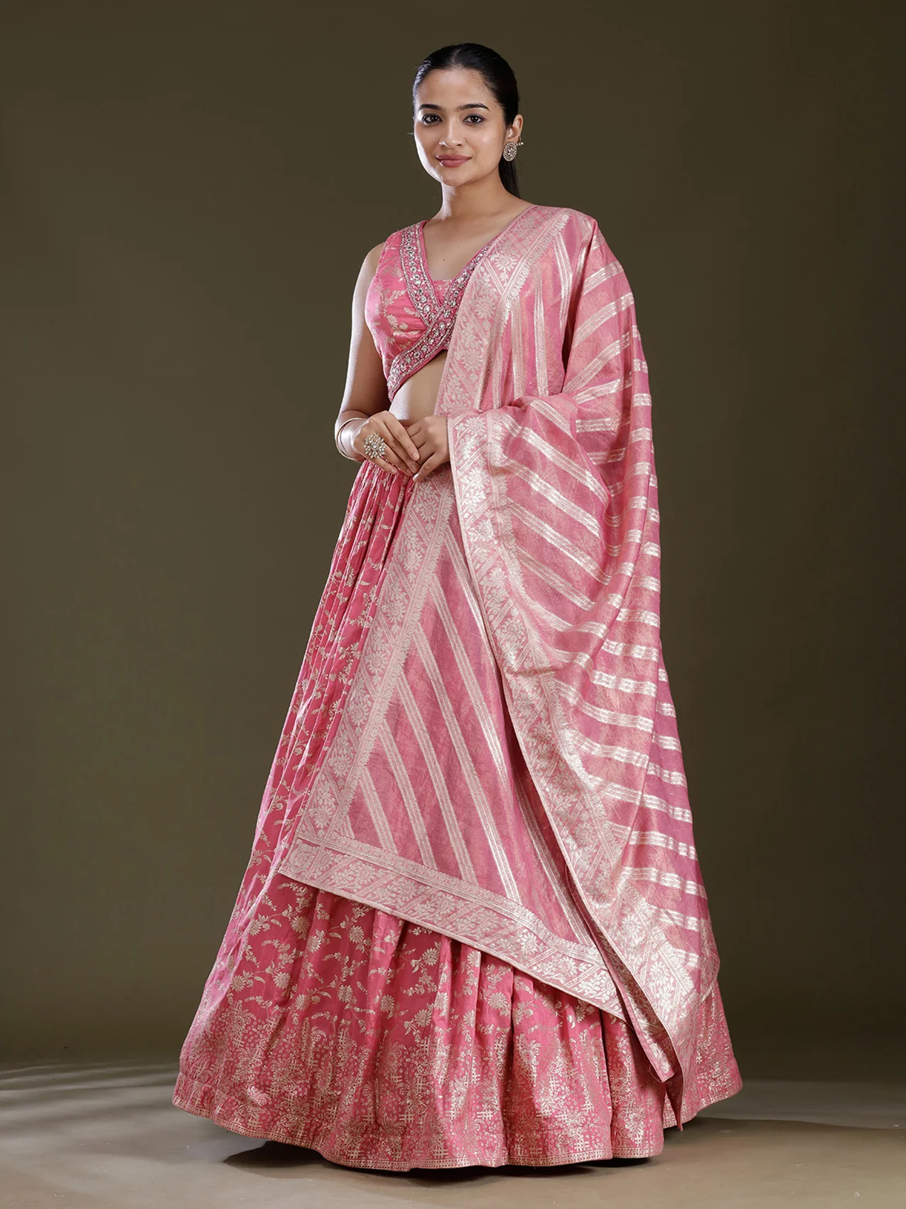 Dark Lavender Sequins Soft Raw Silk Readymade Lehenga - Image 12