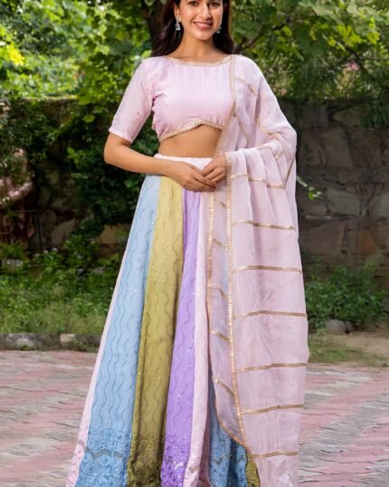 Multi-Colored Georgette Lehenga Set