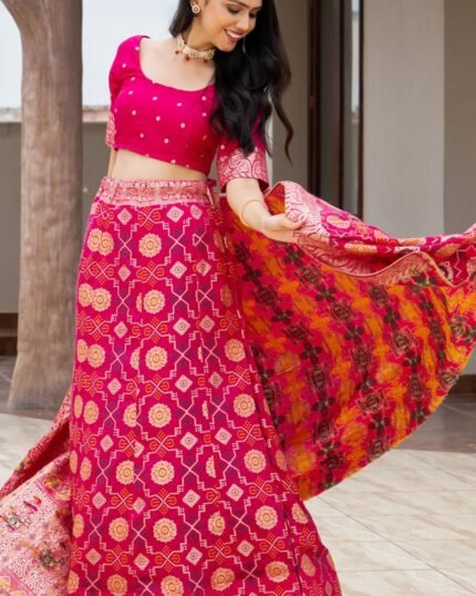 Rani Pink Silk Blend Lehenga Set