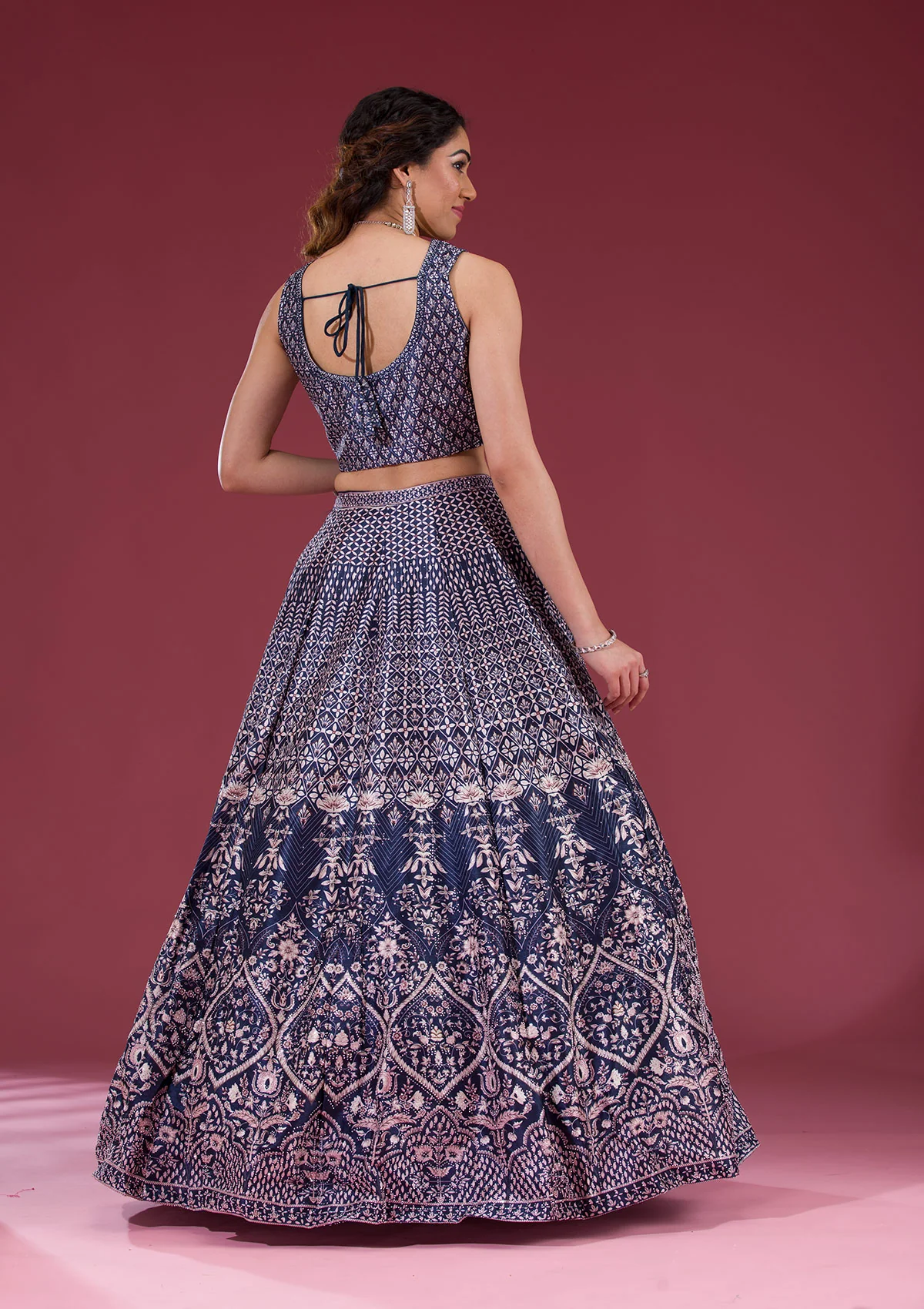 Silver Stonework Raw Silk Readymade Lehenga Set - Image 7