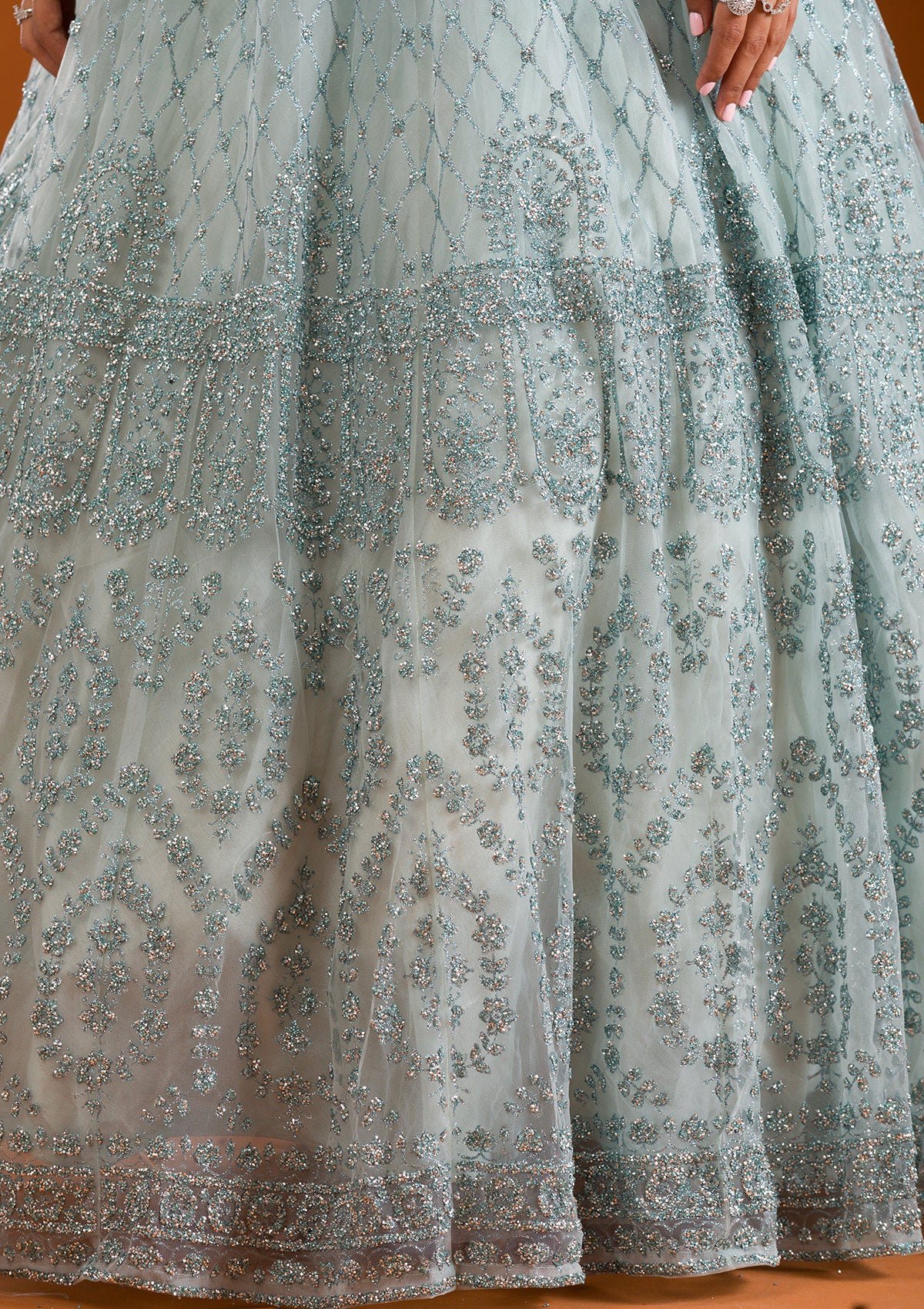 Stonework Net Readymade Lehenga - Image 9