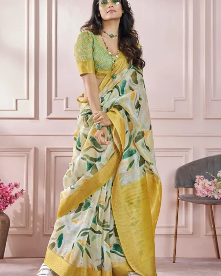 Soft Silk Printed Zari Woven Saree After Six Wear