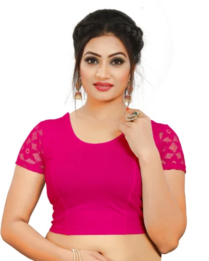 Pink Round Neck Women Blouse