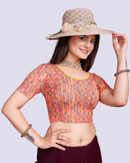 Half Sleeve Round Neck Women Blouse