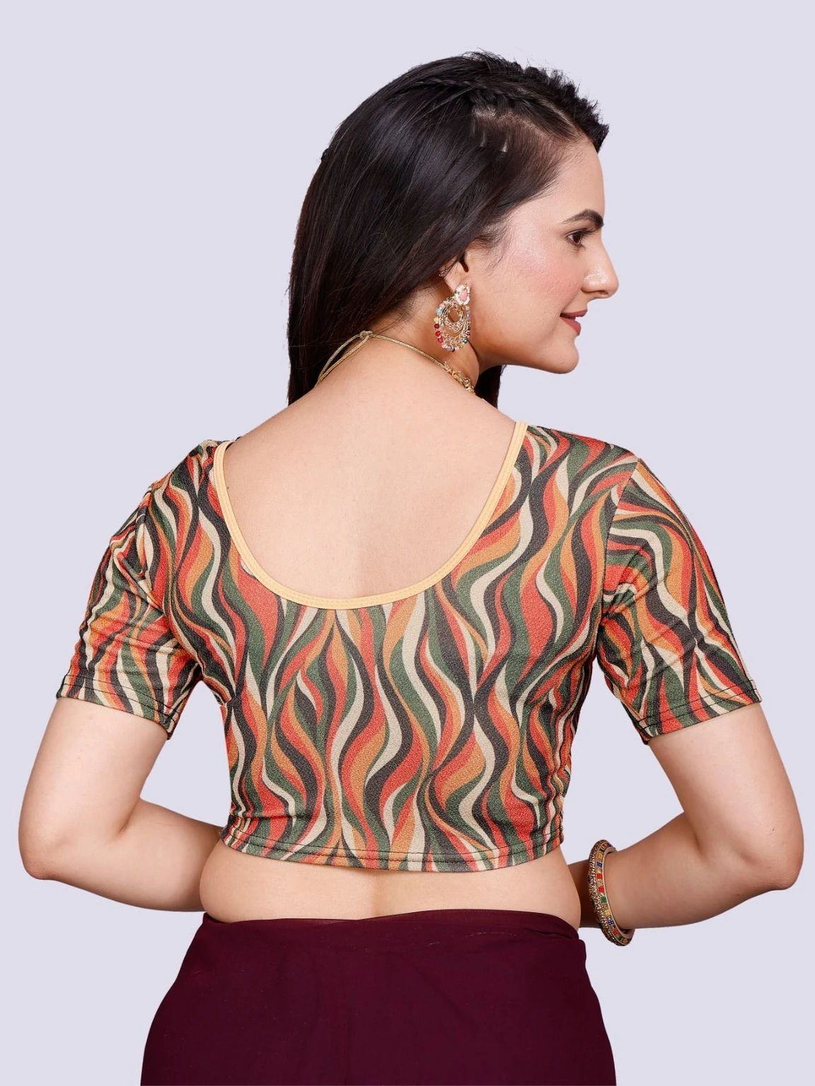 Half Sleeve Round Neck Women Blouse - Image 4