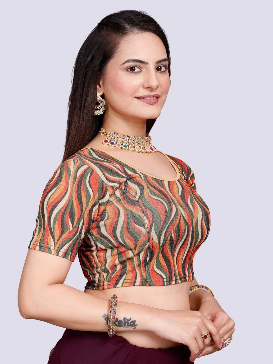 Half Sleeve Round Neck Women Blouse - Image 5