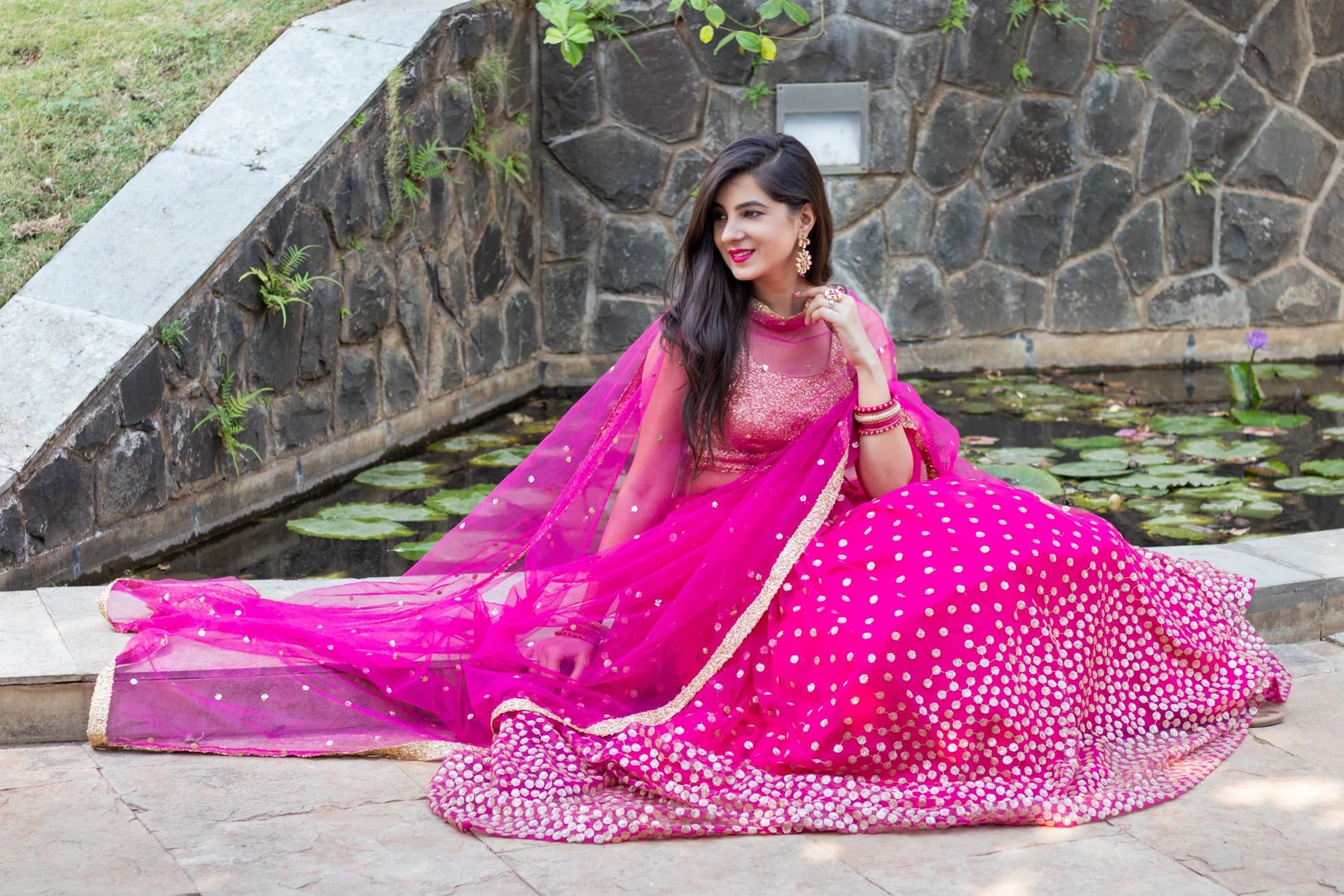 Sequin Rani Pink Lehenga - Image 6