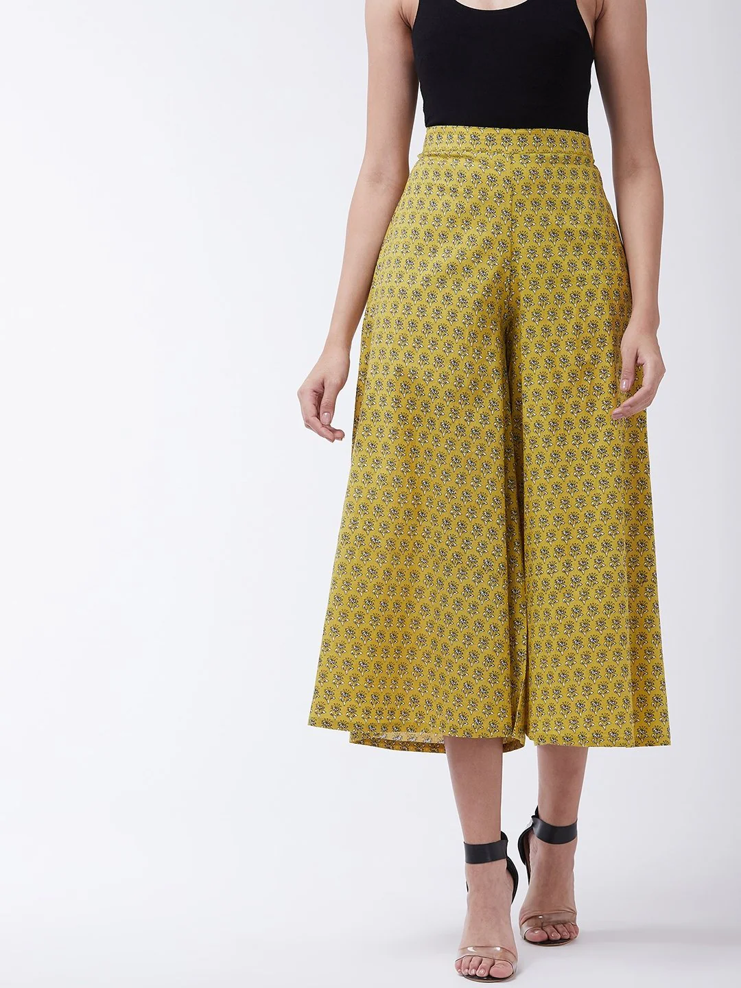 Yellow Printed Kalamkari Handloom Palazzo - Image 2