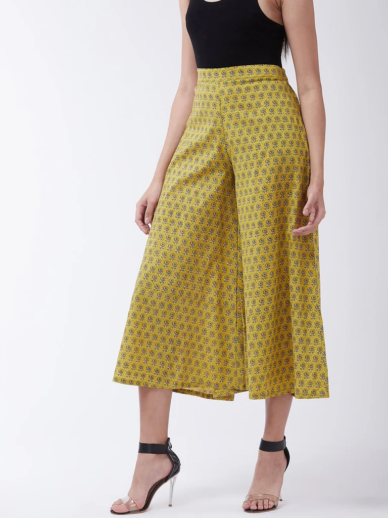 Yellow Printed Kalamkari Handloom Palazzo - Image 4