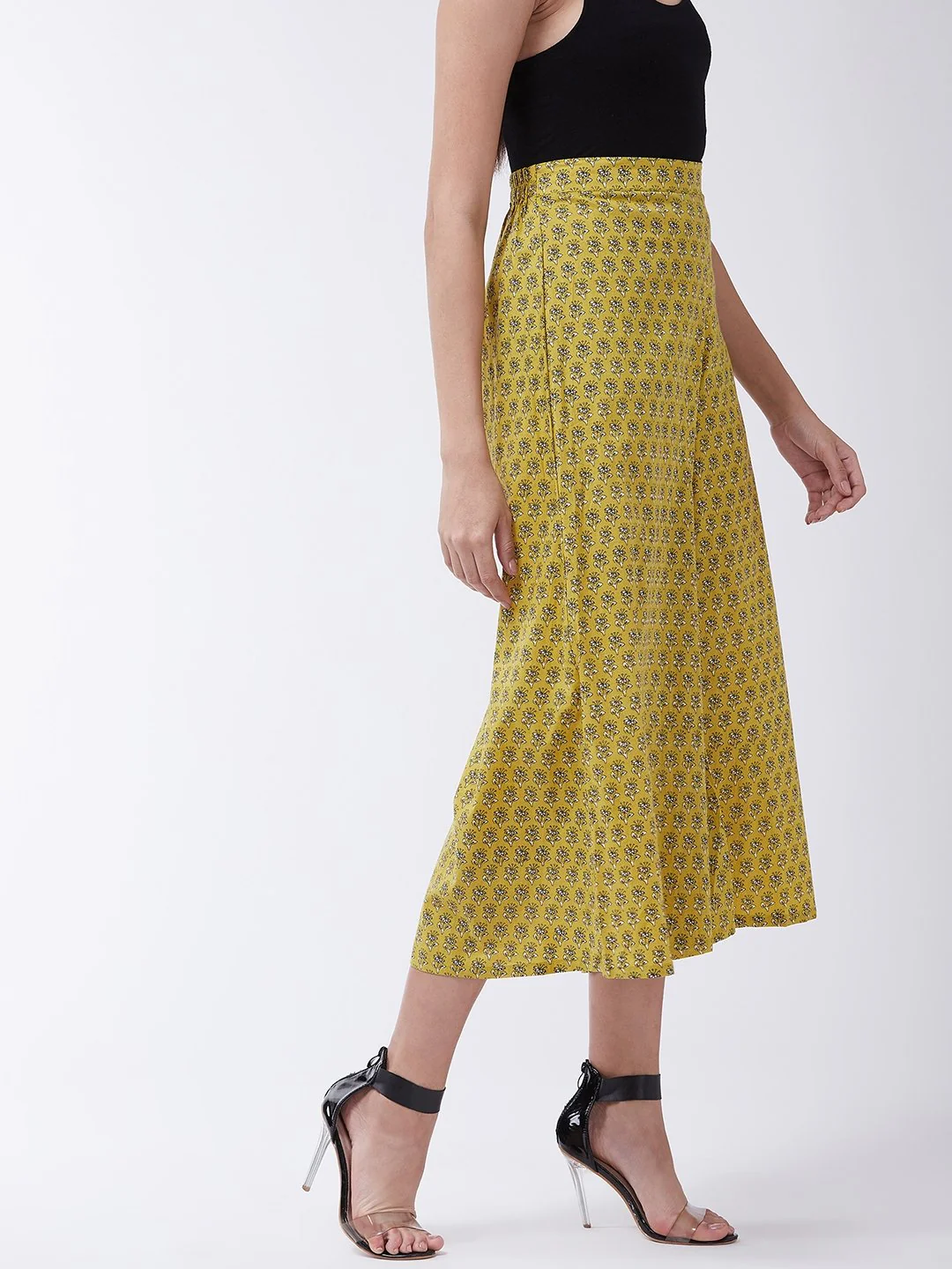 Yellow Printed Kalamkari Handloom Palazzo - Image 5
