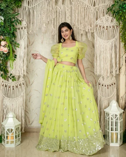 Monochrome Pastel Green Lehenga