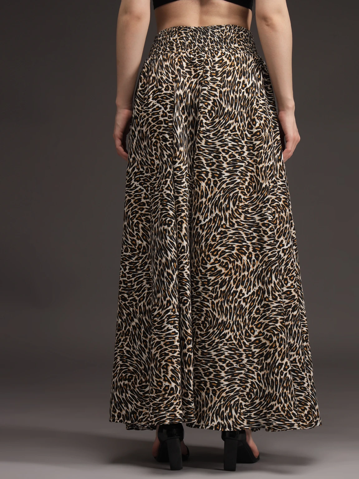 Women Flared Brown, Black, White Viscose Rayon Palazzos - Image 2