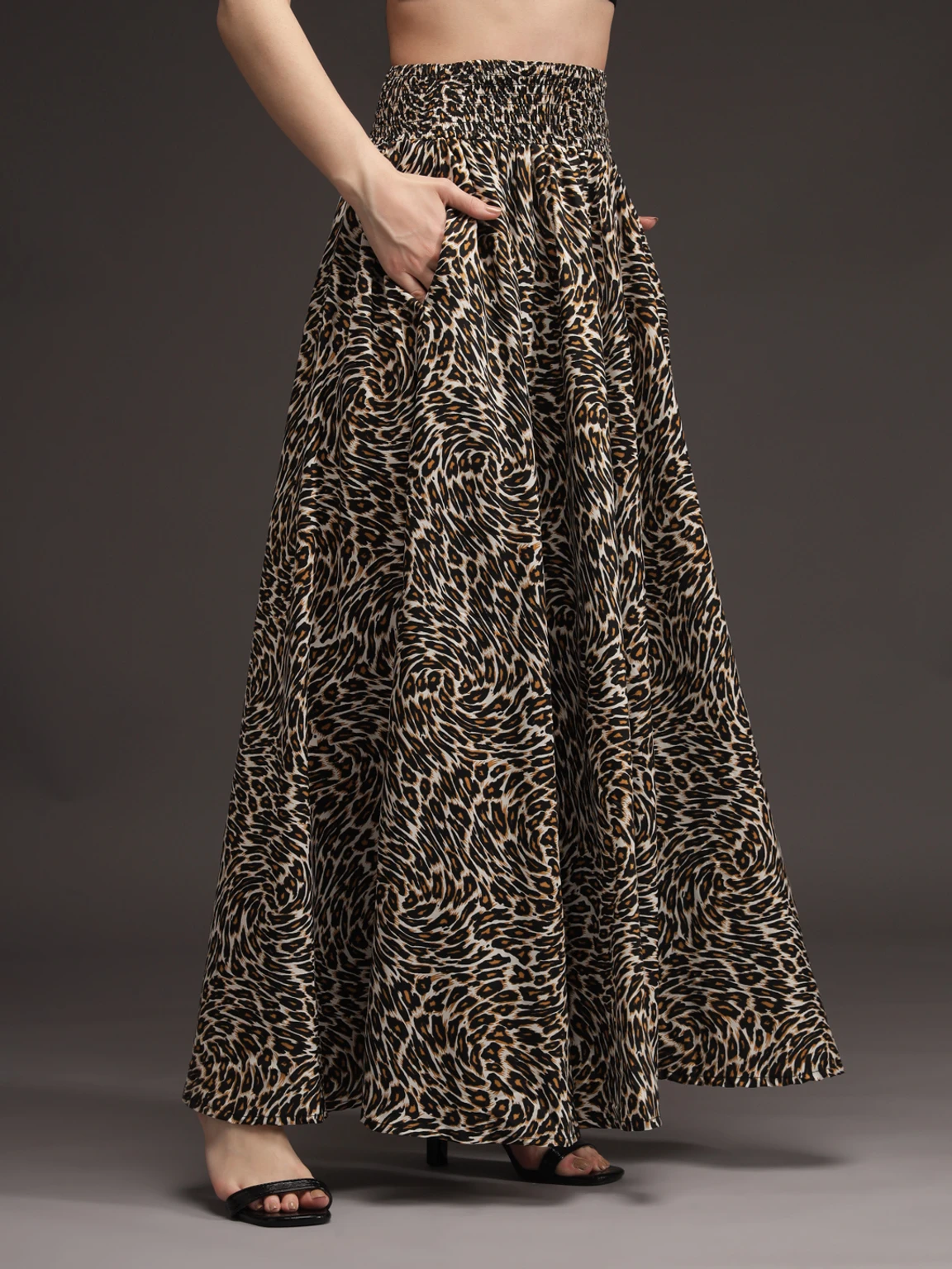 Women Flared Brown, Black, White Viscose Rayon Palazzos - Image 5