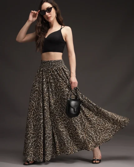 Women Flared Brown, Black, White Viscose Rayon Palazzos