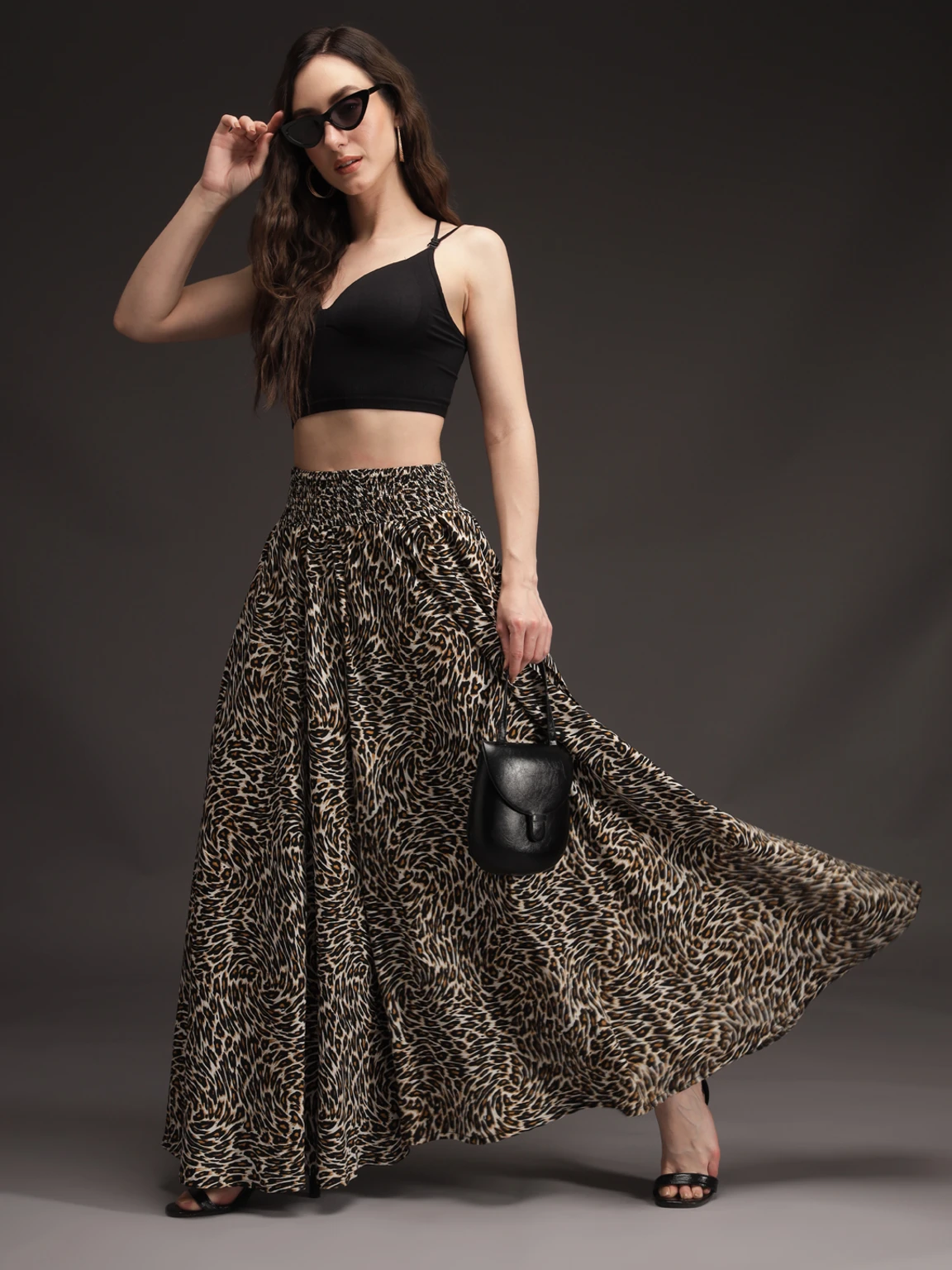 Women Flared Brown, Black, White Viscose Rayon Palazzos
