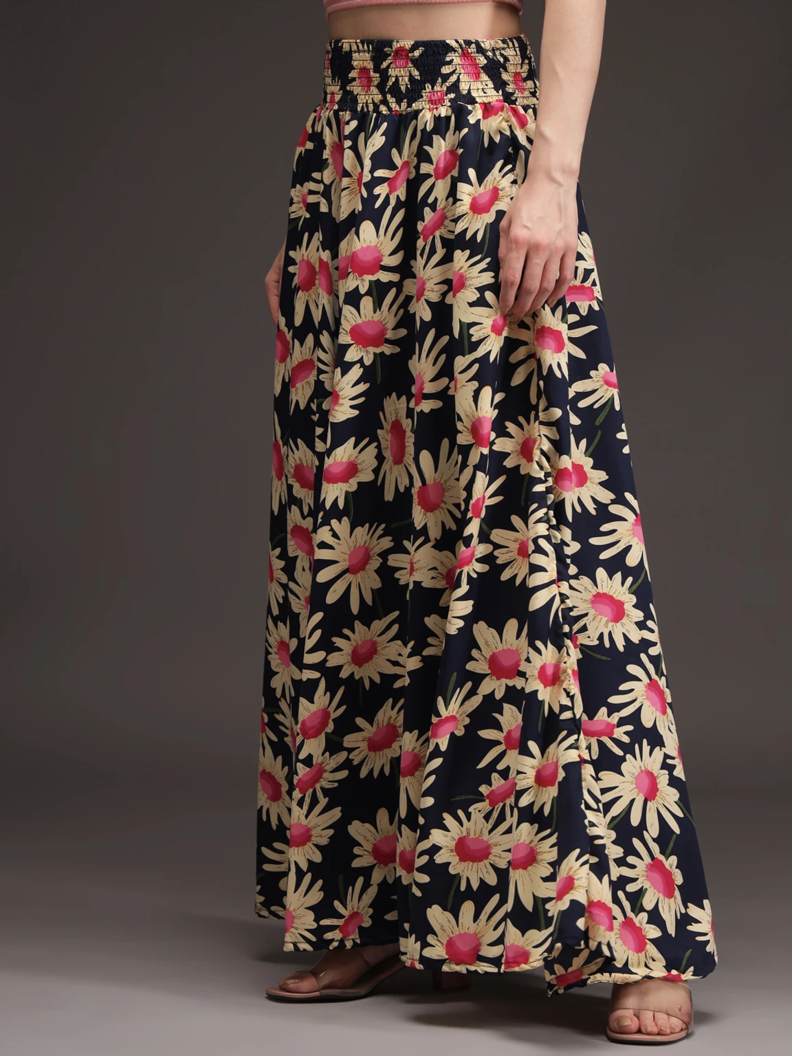 Women Flared Dark Blue, Pink, Yellow Viscose Rayon Palazzos - Image 4