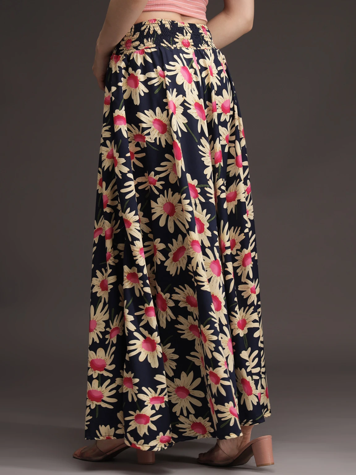 Women Flared Dark Blue, Pink, Yellow Viscose Rayon Palazzos - Image 5