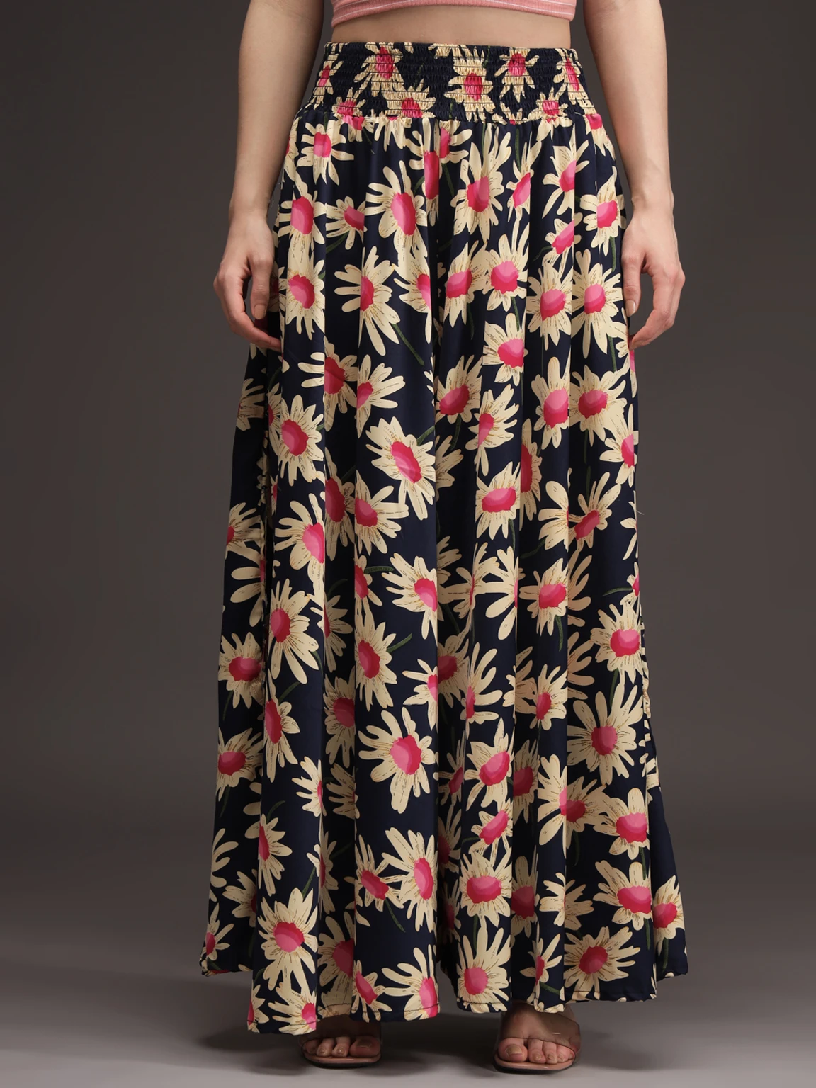 Women Flared Dark Blue, Pink, Yellow Viscose Rayon Palazzos - Image 6