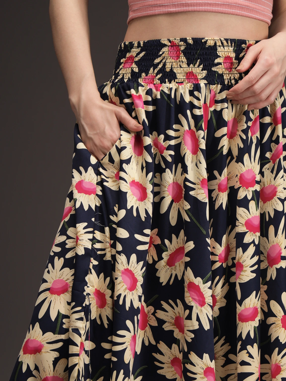 Women Flared Dark Blue, Pink, Yellow Viscose Rayon Palazzos - Image 3