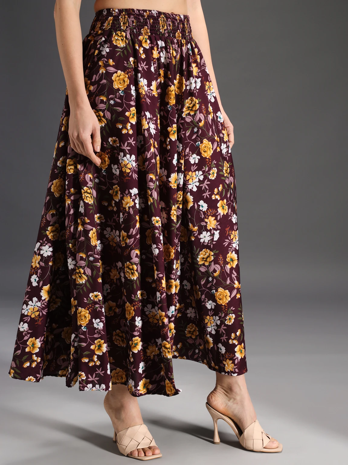 Women Flared Purple, Yellow, White Viscose Rayon Palazzos - Image 6