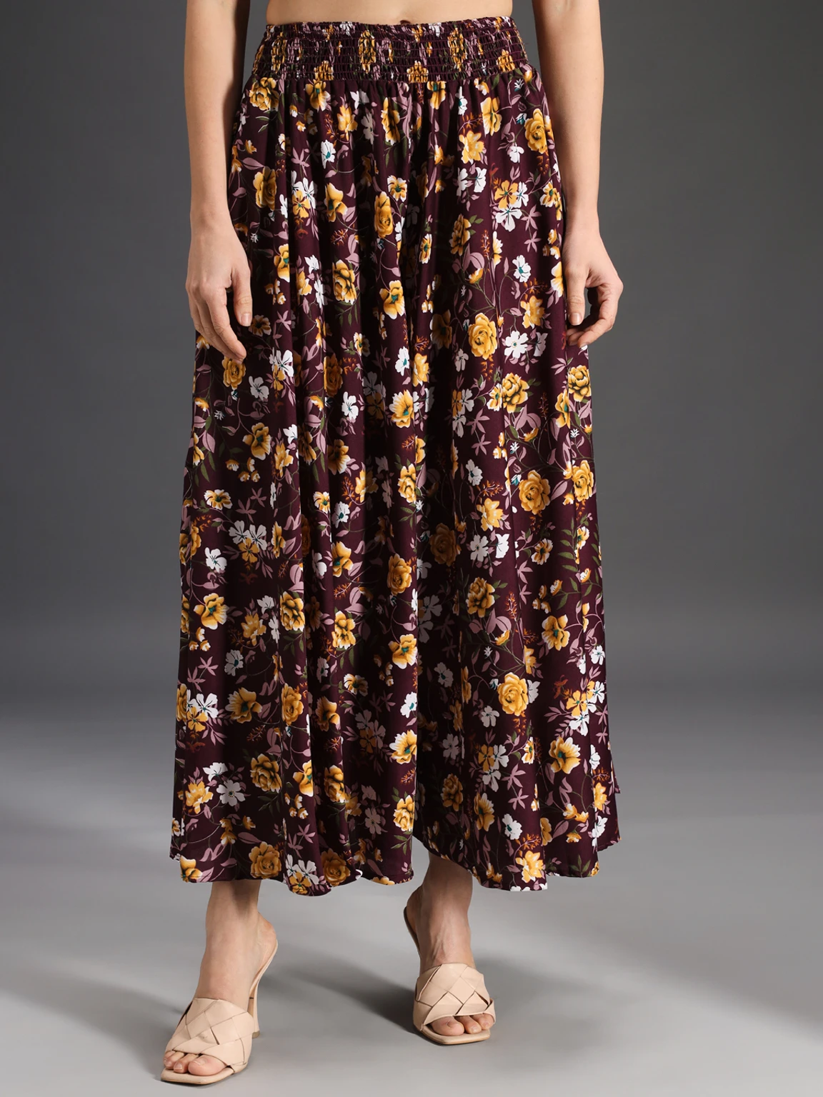 Women Flared Purple, Yellow, White Viscose Rayon Palazzos - Image 5