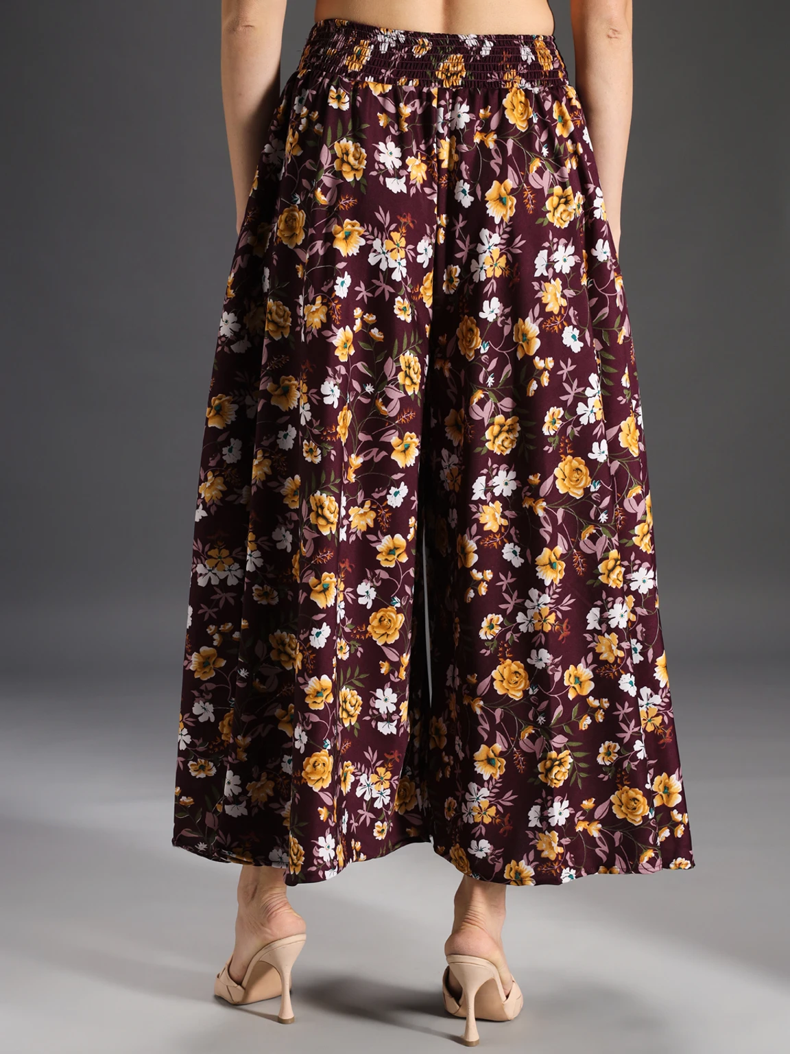 Women Flared Purple, Yellow, White Viscose Rayon Palazzos - Image 4