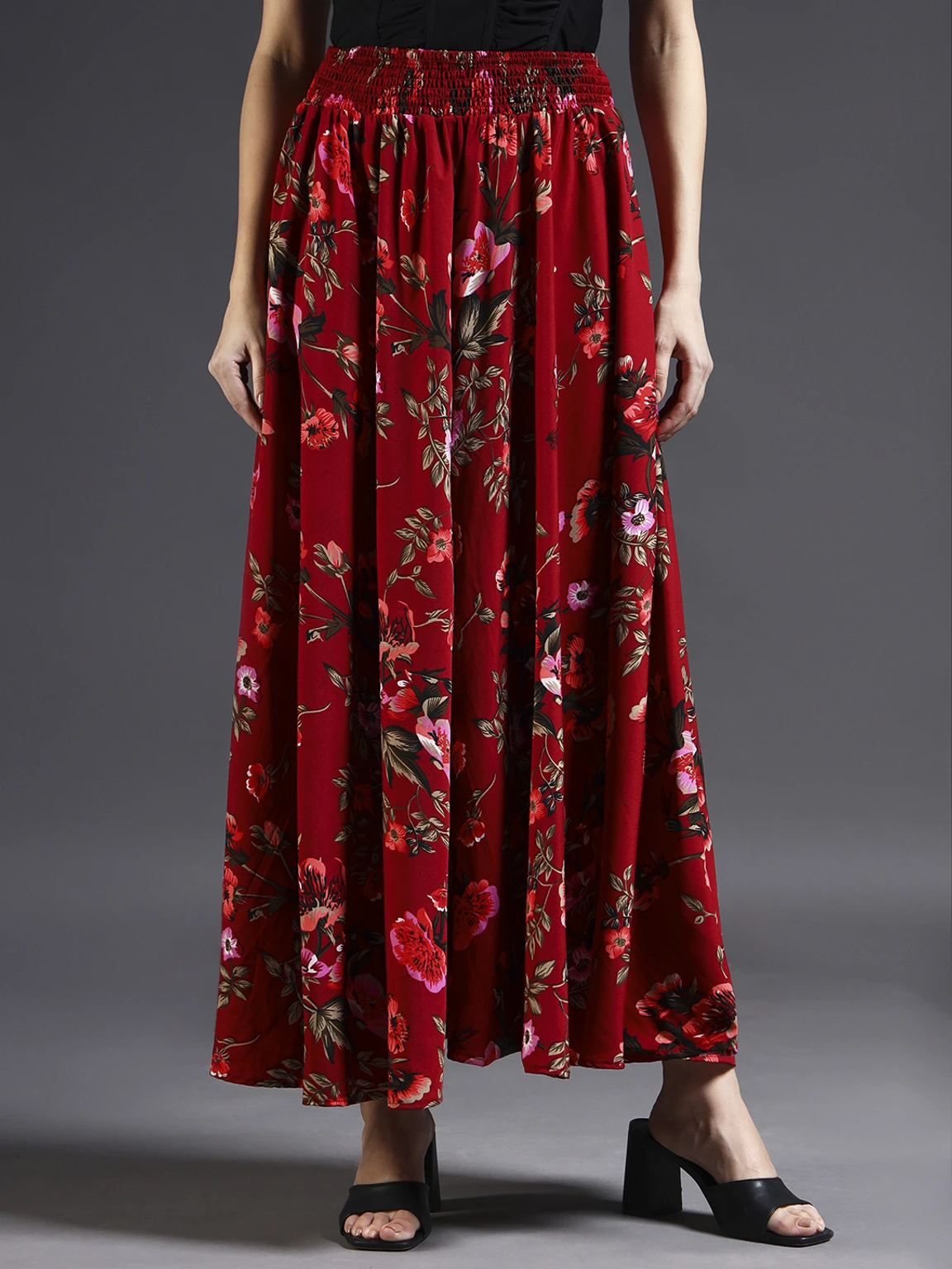 Women Flared Maroon, Green, Red Viscose Rayon Palazzos - Image 5