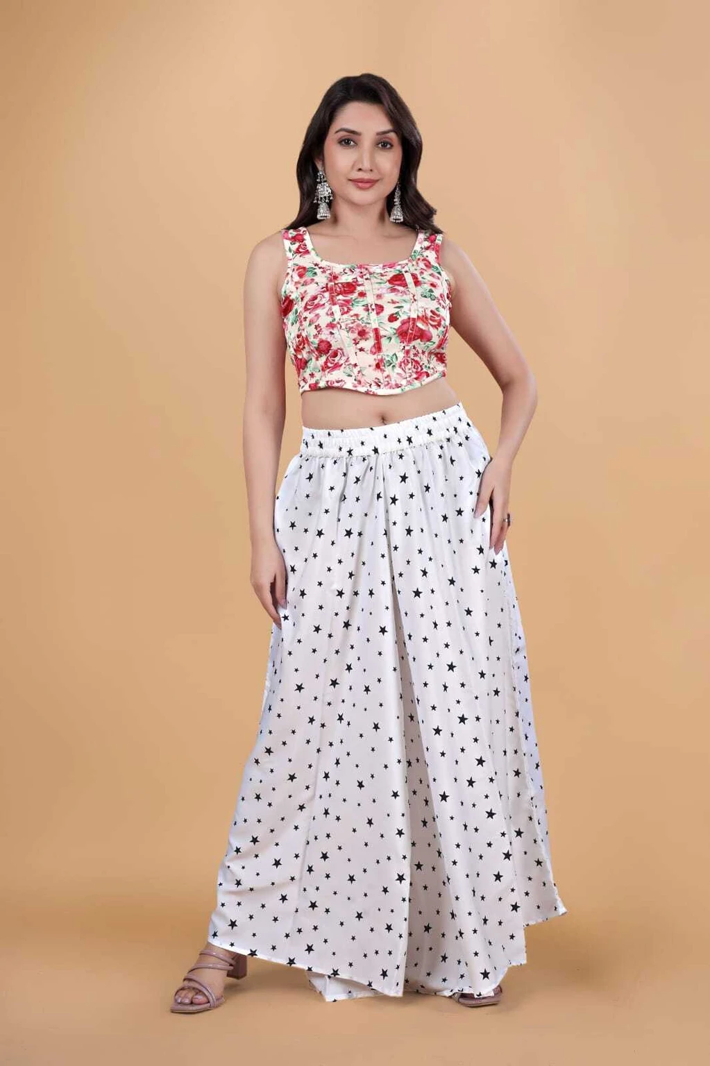 Women Flared White Viscose Rayon Palazzos - Image 3