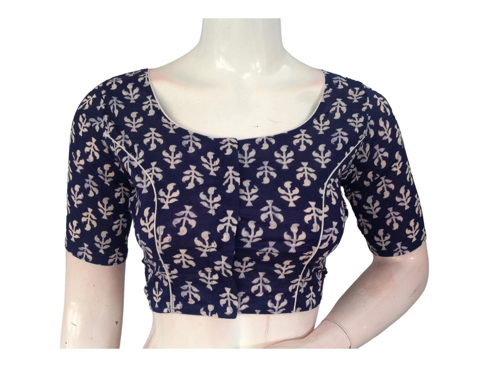 Comfortable Cotton Saree Blouses | High Neck Design | Ready-to-Wear - Image 2