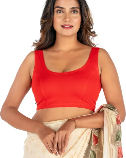Red U-Neck Women Blouse