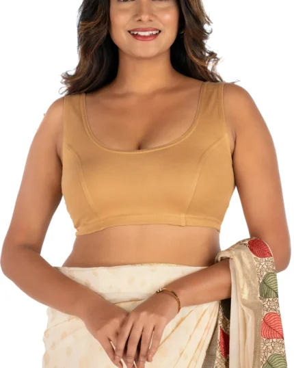 Beige U-Neck Women Blouse