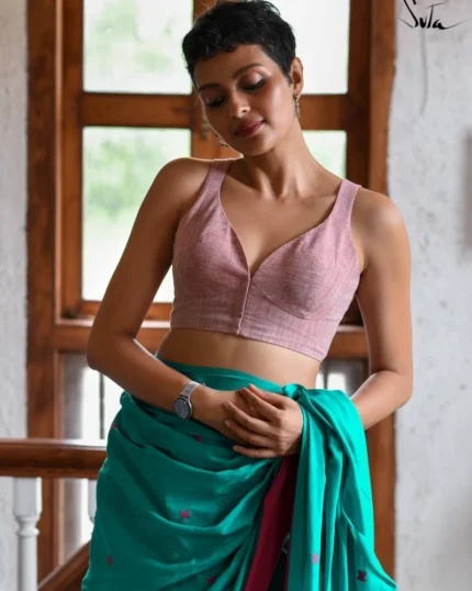 Sleeveless Baby Pink Cotton Blouse