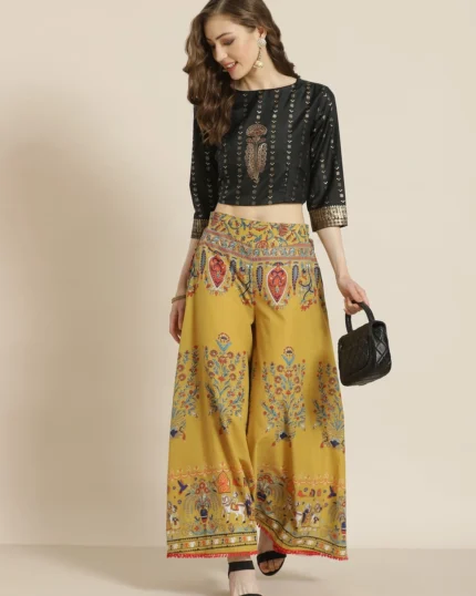 Women Flared Multicolor Pure Cotton Palazzos