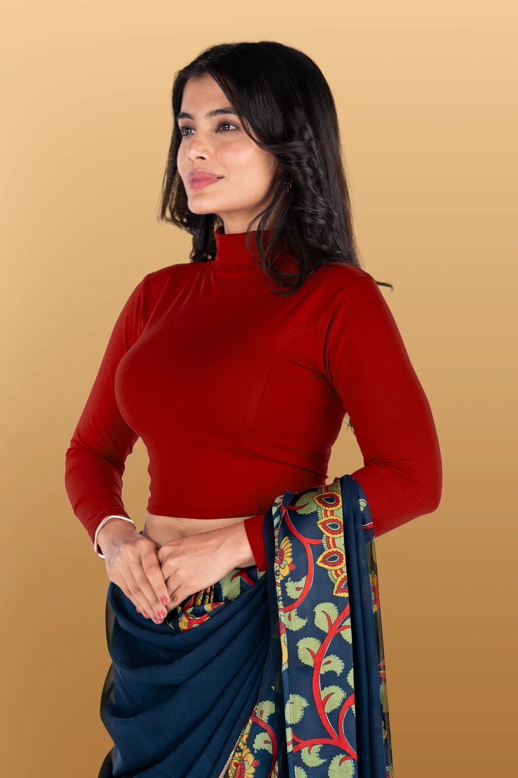 Full Sleeve Band collar Women Blouse - Image 3