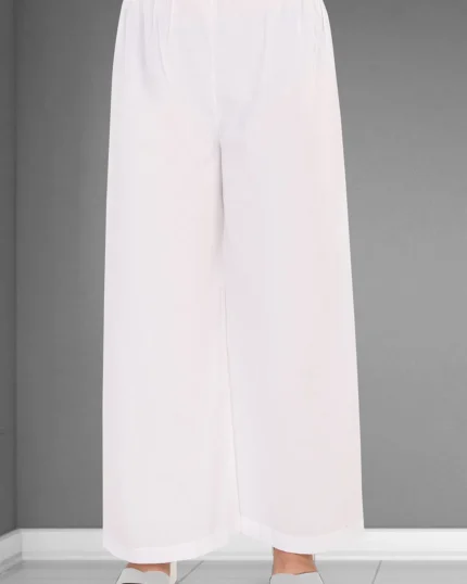 Solid color Mulmul Cotton Palazzo in off White