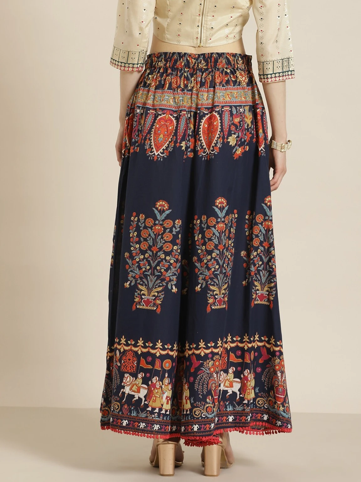Women Flared Multicolor Pure Cotton Palazzos - Image 4