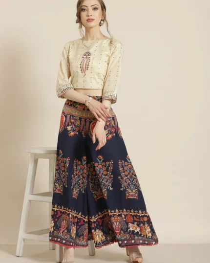 Women Flared Multicolor Pure Cotton Palazzos