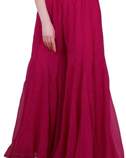 Women Flared Yellow Georgette Trousers