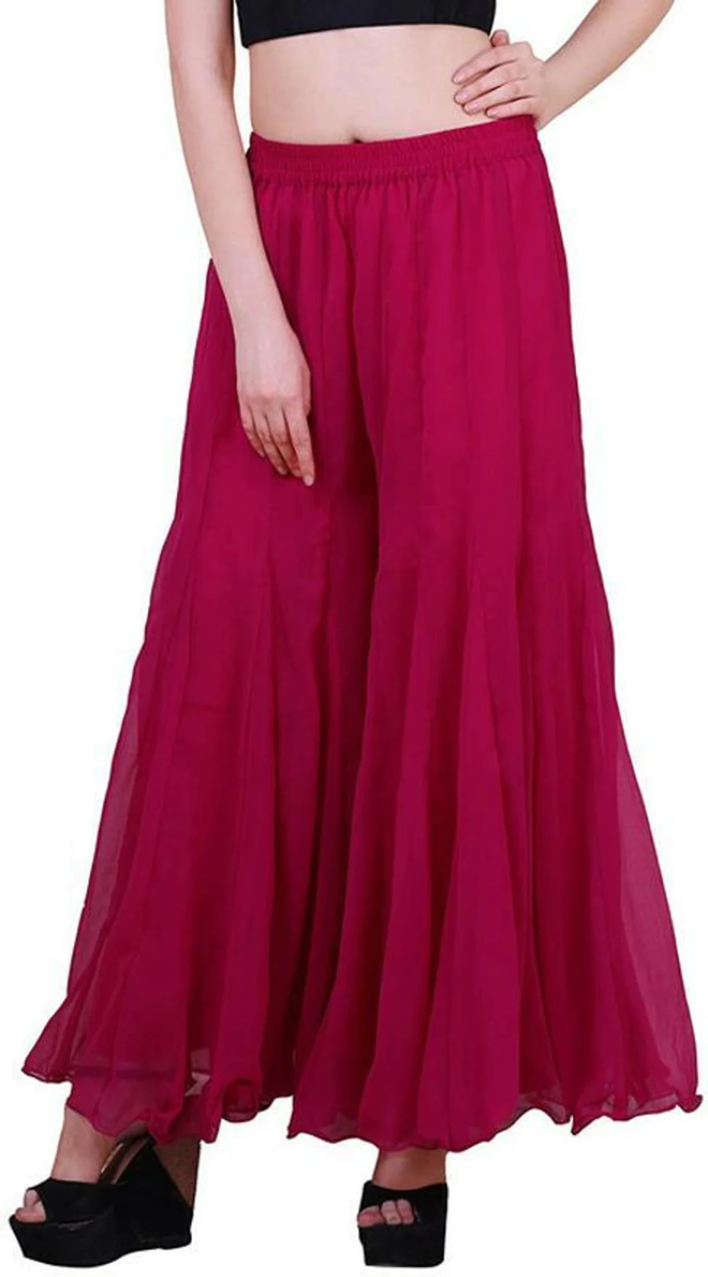 Flared Yellow Georgette Trousers - Image 7