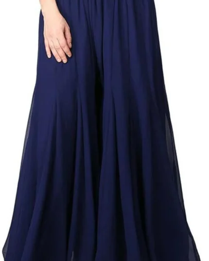 Women Flared Red Georgette Trousers