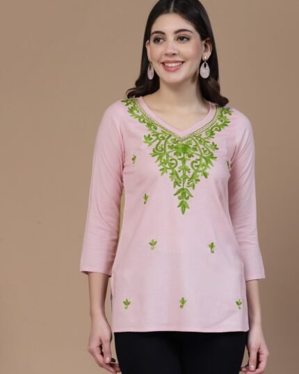 Falak Kashmiri Light Pink Kurti